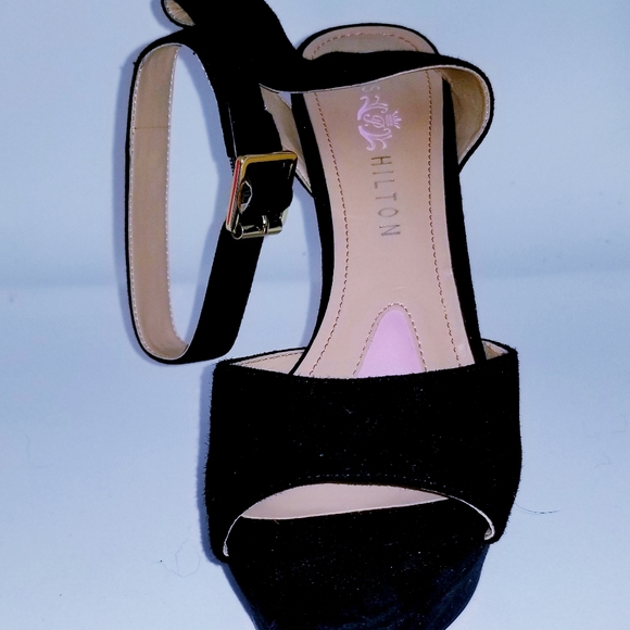 NEW PARIS HILTON BLACK SUEDE LEATHER ANKLE WRAP STILETTOS SIZE 10 - Picture 2 of 3